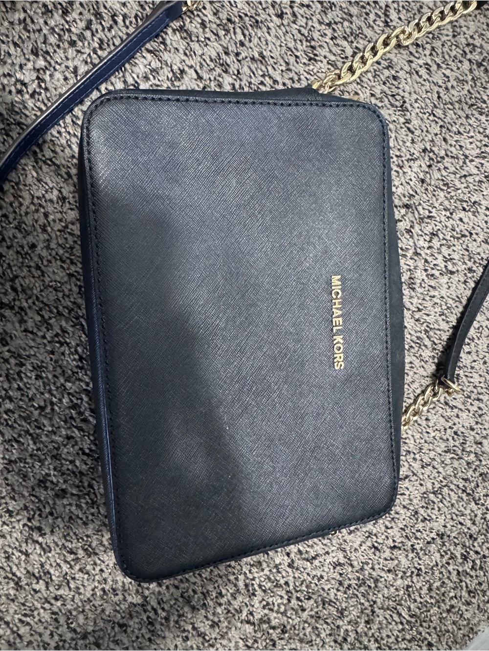 Michael Kors Navy Saffiano Leather Chain Crossbody Bag